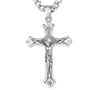 AEONSLOVE Colgante Cruz Hombre Crucifijo Collar Cruz de Plata de Ley 925 para Mujer Colgante Cristo Religioso Joyas Amuleto de Protección Regalo Católico