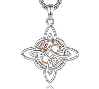 AEONSLOVE Colgante Nudo de Bruja Plata de Ley 925 para Mujer Collar de Nudo de Bruja Amuleto de Proteccion Joyas Celta Irlandés Brujeria Objetos