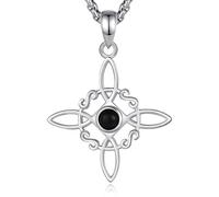 AEONSLOVE Colgante Nudo de Bruja Plata de Ley 925 para Mujer Collar de Nudo de Bruja con Obsidiana Amuleto de Proteccion Collar Celta Mujer Joyas Joyas Nudo Brujería Objetos