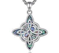 AEONSLOVE Colgante Nudo de Bruja Plata de Ley 925 para Mujer Collar Nudo de Bruja con Concha de Abulón Amuleto de Proteccion Joyas Celta Irlandés Brujeria Objetos