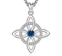 AEONSLOVE Colgante Nudo de Bruja Plata de Ley 925 para Mujer Collar Nudo de Bruja con Piedras de Nacimiento Amuleto de Proteccion Joyas Celta Irlandés Brujeria Objetos (Diciembre)
