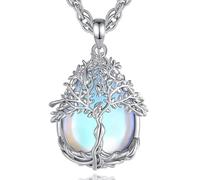 AEONSLOVE Collar Arbol de la Vida Piedra de Luna Colgante Árbol de la Vida Mujer Colgante Piedra Lunar Natural El Arbol de la Vida Collar de Cristal Collares Piedras Naturales Protectoras Joyas