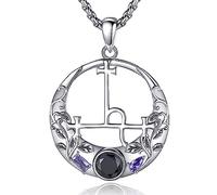 AEONSLOVE Collar de Sigilo Diosa Lilith Plata de Ley 925 para Mujer Niña Colgante Lilith Amuleto Vintage con Zirconia Cúbica Joyas de Brujas Vintage