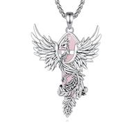 AEONSLOVE Collar Fénix para Mujer Colgante Cuarzo Rosa Piedra Natural Collar de Cristal Phoenix Collares Piedras Naturales Joyas Fenix con Cuarzo Rosa