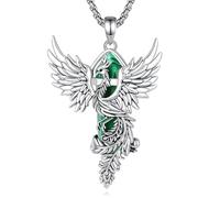 AEONSLOVE Collar Fénix para Mujer Colgante Malaquita Piedra Natural Collar de Cristal Phoenix Collares Piedras Naturales Joyas Fenix con Malaquita