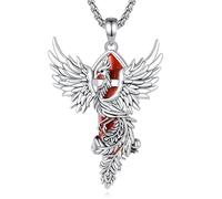 AEONSLOVE Collar Fénix para Mujer Colgante Piedra Roja Natural Collar de Cristal Phoenix Collares Piedras Naturales Joyas Fenix con Piedra Roja