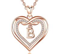 AEONSLOVE Collar Inicial Mujer Colgante Letra B Cobre Oro Rosa Corazón Collar Nombre Personalizado Joyas Regalo Niña Madre Hija Amigas Novia Navidad