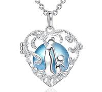 AEONSLOVE Collar Llamadores de Angeles Embarazadas Bolas Musicales Mexicana para Mujer Futuras Madres Colgante Medallón Mamá y Bebe, 2 Cadenas