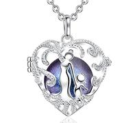 AEONSLOVE Collar Llamadores de Angeles Embarazadas Bolas Musicales Mexicana para Mujer Futuras Madres Colgante Medallón Mamá y Bebe, 2 Cadenas