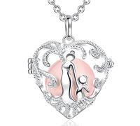 AEONSLOVE Collar Llamadores de Angeles Embarazadas Bolas Musicales Mexicana para Mujer Futuras Madres Colgante Medallón Mamá y Bebe, 2 Cadenas