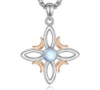AEONSLOVE Collar Nudo de Bruja con Piedra Luna para Mujer Colgante Nudo de Bruja Plata de Ley 925 Amuletos de la Suerte y Proteccion Joyas Celta Irlandés Brujeria