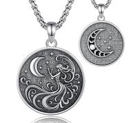 AEONSLOVE Collar Nyx Diosa de la Noche Colgante Diosa de la Luna Nyx Plata de Ley 925 para Mujer Medalla Hécate Wicca Joyas Griego Brujería Wicca