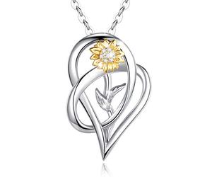 AEONSLOVE Collar Plata Mujer Corazón Girasol Eres Mi Sol Colgante Cadena Collares Joyería Ideas Regalo Original Madre Niña Novia Mama Amiga Cumpleaños