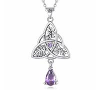 AEONSLOVE Collar Triquetra Plata de Ley 925 para Mujer Colgante Nudo de Bruja Plata de Ley Collar Nudo Brujería con Amatista Colgante Celta Mujer Plata Nudo de Bruja Amuletos de Proteccion