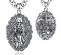 AEONSLOVE Collar Virgen María Plata de Ley 925 para Mujer Hombre Colgante Virgen de Guadalupe Medalla Virgen Milagrosa Joyas Amuleto Religioso Regalo Cristiano Católico