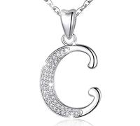 AEONSLOVE Collares Letras Plata de Ley 925 Colgantes Iniciales Mujer con Circonitas Brillantes Regalo Joya Nombre para Niñas Hija Amigas, Cadena de 45,7 CM