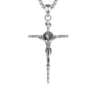 AEONSLOVE Crucifijo Colgante Hombre Collar Cruz de Plata de Ley 925 para Mujer Colgante Jesús Cristo Cruz Cristiana Joyas Cristo Religioso Regalo Católico
