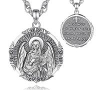 AEONSLOVE Medalla San Gabriel Arcangel Collar San Gabriel Plata de Ley 925 para Hombre Mujer Colgante San Gabriel Católico Joyas Amuleto Protección Cristiana Regalo Protección Religiosa