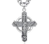 AEONSLOVE Medalla San Miguel Arcangel Collar San Miguel Plata de Ley 925 para Hombre Mujer Colgante San Miguel Arcangel Católico Joyas Amuleto Protección Regalo Protección Religiosa