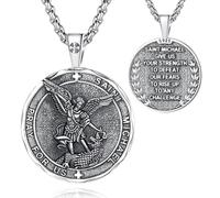 AEONSLOVE Medalla San Miguel Arcangel Hombre Mujer Colgante San Miguel Plata de Ley 925 Collar Arcángel St Michael Católico Joyas Católica Cristiano Regalo Religiosa Cristiana