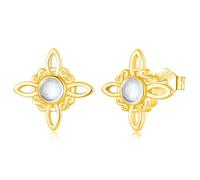 AEONSLOVE Pendientes Nudo de Bruja Plata de Ley 925 para Mujer Pendientes Celta Nudo de Bruja Plata de Ley con Piedra de Luna Joyas Brujería (Oro)