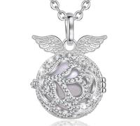 AEONSLOVEl Llamador de Angeles Embarazada Collar Llamador de Angeles para Embarazadas Colgante Bola Embarazo Ángel de la Guarda Regalo Futura Mama Madre Primeriza Premama (perla)