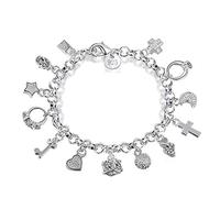 Aeora Pulsera de plata S925 con trece piezas colgantes para mujer, pulseras y brazaletes de regalo, L, Plata