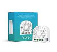 Aeotec Dual Nano Switch Controlador de Encendido/Apagado with Power Metering, 2 interruptores, Z-Wave Plus, en Pared, Funciona con Alexa