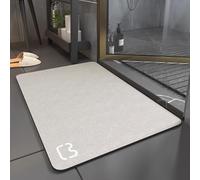 Aeovot Alfombra Diatomita Baño Secado Rapido, Lavable, Antideslizante, Baño Suave Microfibra Alfombrillas, Alfombra de Baño con Suelo de Caucho Natural para Bañera, Ducha(Beige,60x90cm)