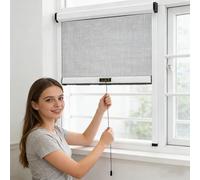 Aeovot Mosquitera Enrollable Ventana Vertical de Aluminio a Medida con Marco y Malla de Pet, Red Antimosquitos Ventana, Protección contra Insectos, Resistente y Transpirable