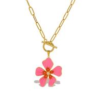 AEQEHVC Collar con colgante de flor rosa personalizado para mujer, delicado, hermoso y versátil que se puede llevar con cualquier estilo