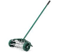 Aerador de Césped Rodante de 18 Pulgadas, Rodillo de Púas Rotativas con Protector Ancho, Aireación de Suelo con Púas de Resistencia
