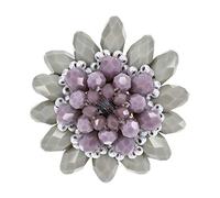 AeraVida Sorprendente crisantemo gris y púrpura flor de cristal flor anillo ajustable, Cristal, N / A