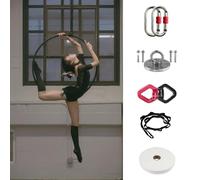 Aerial Lyra - Kit de aro de hierro de un solo punto con accesorios de aparejo y cinta antideslizante para principiantes y profesionales de yoga aéreo, 90 cm