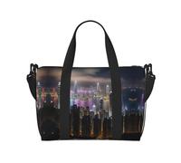 Aerial Night Of View - Bolsa de viaje con estampado de Hong Kong, ideal para escapadas deportivas de fin de semana, color negro, talla única, Black, Talla única
