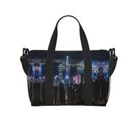 Aerial Night Of View - Bolsa de viaje con estampado de Hong Kong, ideal para escapadas deportivas de fin de semana, color negro, talla única, Black, Talla única