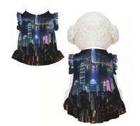 Aerial Night of View - Falda sin mangas transpirable con estampado de Hong Kong, talla XS | Cats Puppy Chihuahua Yorkie Dachshund French Bulldog - Camiseta ligera sin mangas para perro, chaleco elástico suave