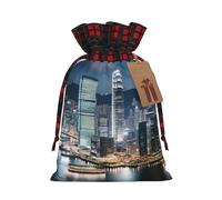 Aerial Night Of View Hong Kong, 1 bolsa con cordón de 8.3 x 11.8 pulgadas, duradera y elegante, ideal para regalos personalizados de Halloween