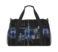 Aerial Night Of View Hong Kong - Bolsa de viaje plegable para escapadas de fin de semana, para viajes espontáneos, color negro, talla única, Negro, One Size