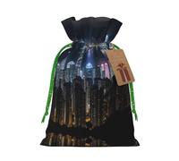 Aerial Night Of View Hong Kong - Bolsa pequeña con cordón para regalos, bolsa de regalo reutilizable, para regalos de vacaciones y fiestas