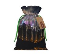Aerial Night Of View Hong Kong - Bolsa pequeña con cordón para regalos, bolsa de regalo reutilizable, para regalos de vacaciones y fiestas
