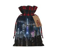 Aerial Night Of View Hong Kong - Bolsas reutilizables con cordón para regalo, para vacaciones, cumpleaños, bodas y fiestas