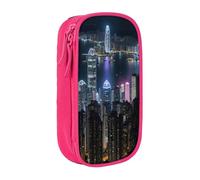 Aerial Night of View Hong Kong - Estuche práctico con múltiples compartimentos, para oficina, viajes, escuela, arte, suministros diarios, Pink, Talla única, Bolsillo para el paquete