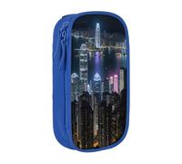 Aerial Night of View Hong Kong - Estuche práctico con múltiples compartimentos, para oficina, viajes, escuela, arte, suministros diarios, Blue, Talla única, Bolsillo para el paquete