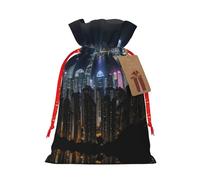 Aerial Night Of View Hong Kong Premium - Bolsas de regalo de arpillera con cordón, bolsas de regalo de tela perfectas para Navidad