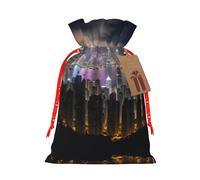 Aerial Night Of View Hong Kong Print - Bolsa reutilizable con cordón, perfecta para cumpleaños, aniversarios y fiestas