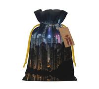 Aerial Night Of View Hong Kong Print - Bolsa reutilizable con cordón, perfecta para cumpleaños, aniversarios y fiestas