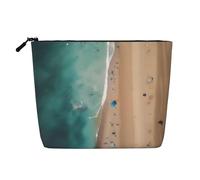 Aerial View of The Beach - Bolsa de maquillaje versátil de cáñamo falso, organizador de artículos de aseo de viaje, perfecto para uso diario, viajes de negocios y mucho más., Black, Talla única