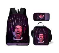AeRko Skibidi WC Wiki Mochila Bolsas Casual Músico Cameraman Viaje Daypacks Zip Packbag Estuche de lápices Conjuntos de 3 piezas (Color: B14)