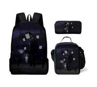 AeRko Skibidi WC Wiki Mochila Bolsas Casual Músico Cameraman Viaje Daypacks Zip Packbag Estuche de lápices Conjuntos de 3 piezas (Color: B5)